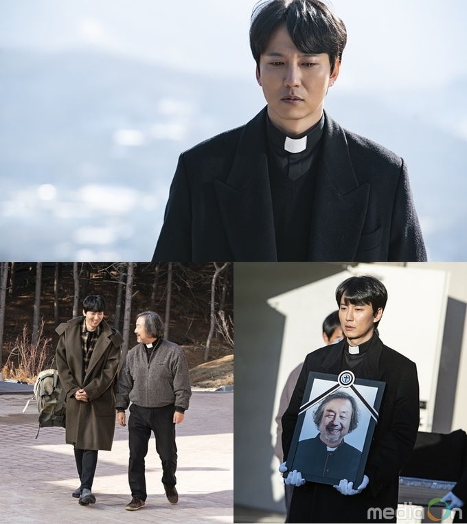 열혈사제, 김남길 분노 불붙는다, 폭풍 전야 장례식 포착